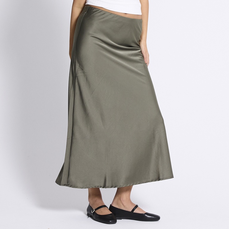 Satin skirt "Corinne" Army Green